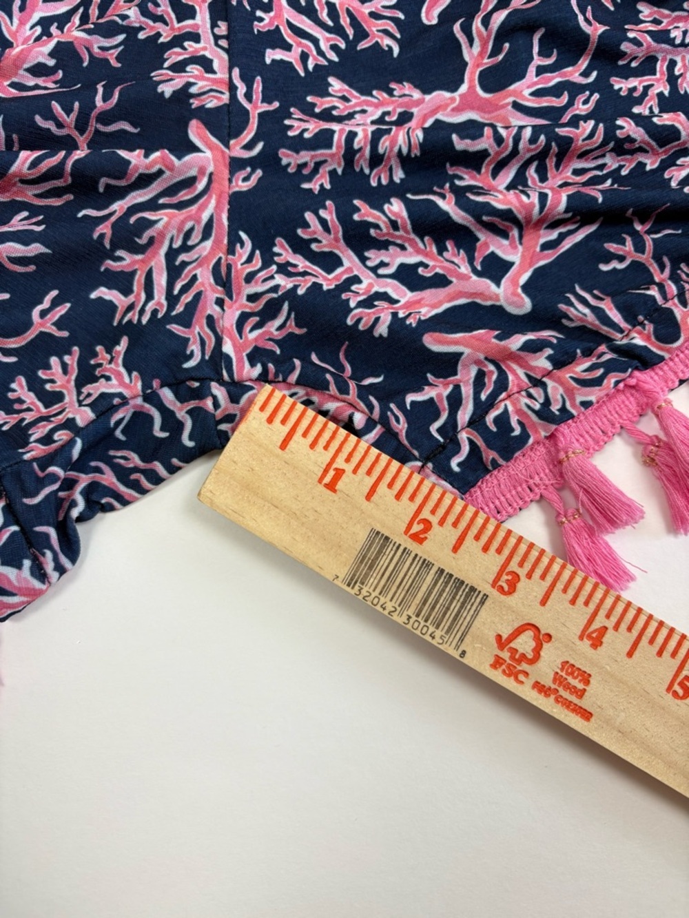 Simply Southern Navy Shorts w/ Pink Coral Print & Pink Tassels Large/XL Preppy - Picture 8 of 8
